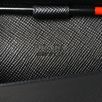 Prada Saffiano Metal Large Zip Around Travel Wallet Black 6 of 9