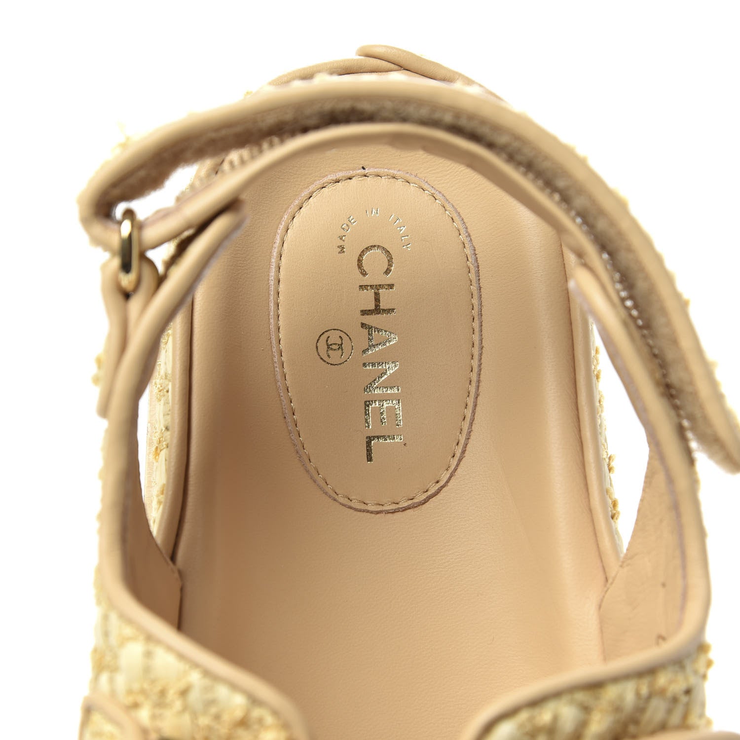 Chanel Braided Fabric Velcro Dad Sandals 41 Beige 6 of 9