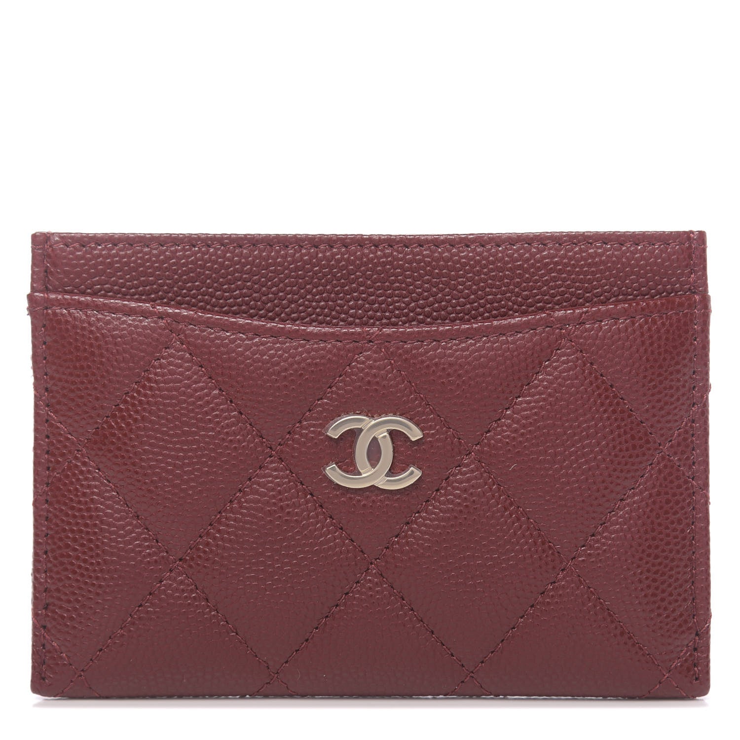 Chanel Caviar Quilted Card Holder Burgundy 1 of 9