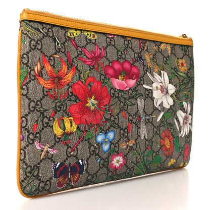 Gucci GG Supreme Monogram Flora Large Ophidia Pouch Clutch Beige Multicolor Crop 4 of 11