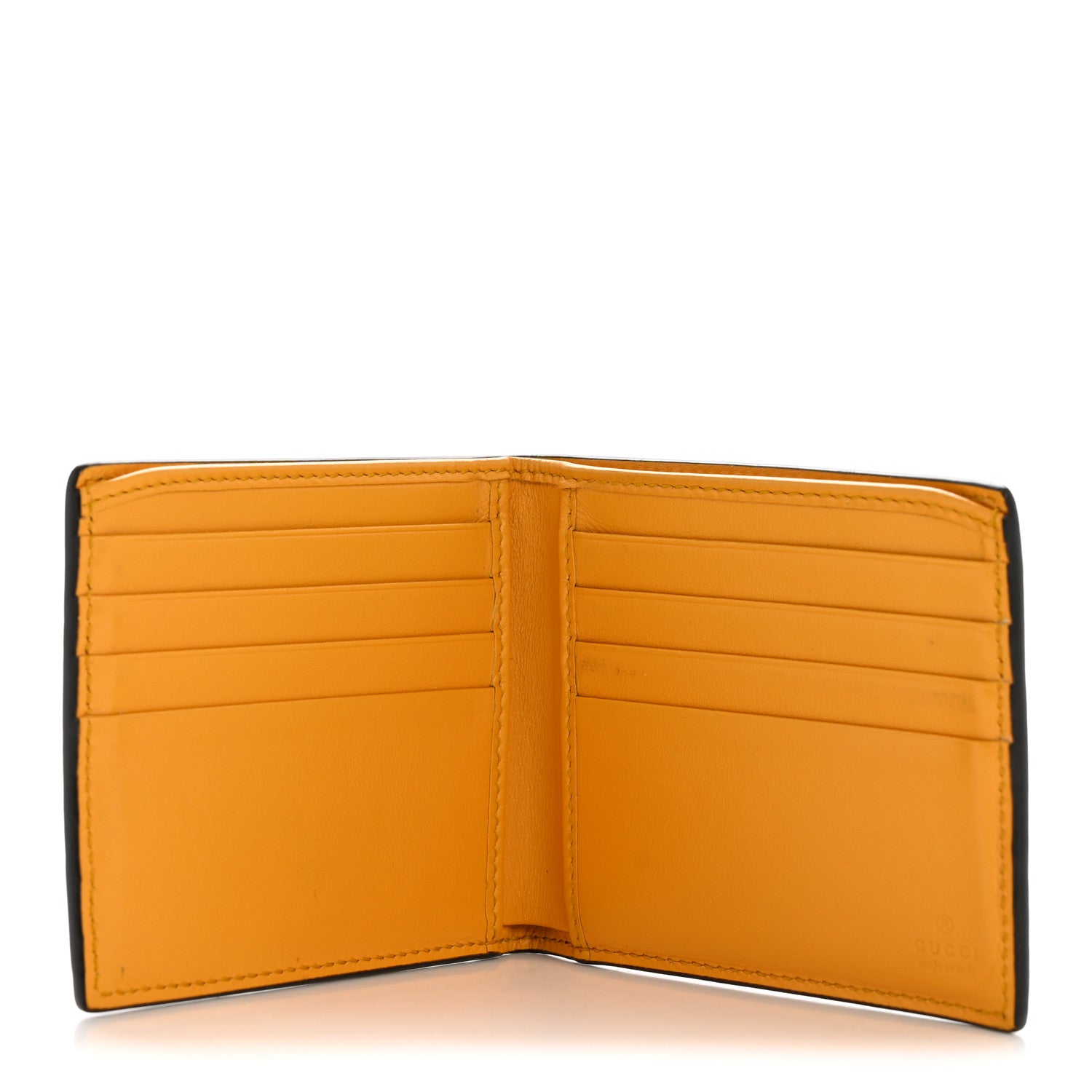 Gucci Calfskin GG Tennis Embossed Bi-Fold Wallet Yellow Tangerine 5 of 12