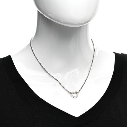 David Yurman Sterling Silver Diamond Cable Collectibles Heart Station Necklace 2 of 4