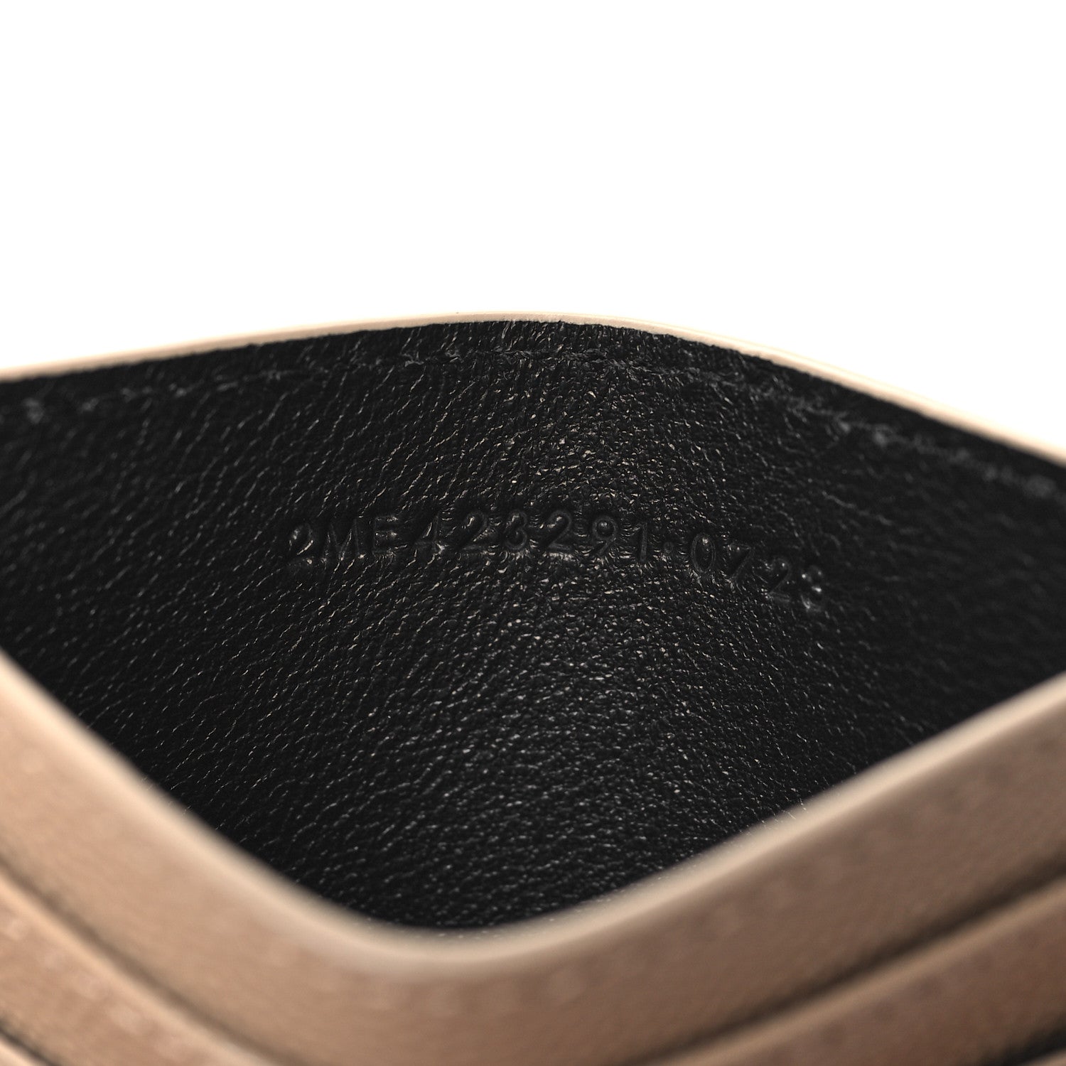 Saint Laurent Grain De Poudre Matelasse Chevron Monogram Credit Card Case Dark Beige 7 of 8