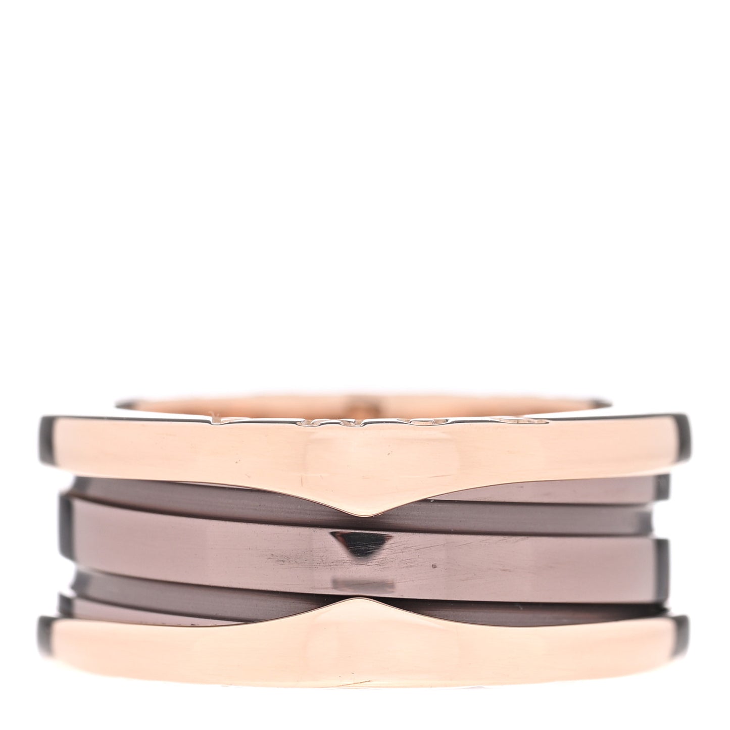 18K Rose Gold Bronze Cermet Roma B.Zero1 Two-Band Ring 50 5.25