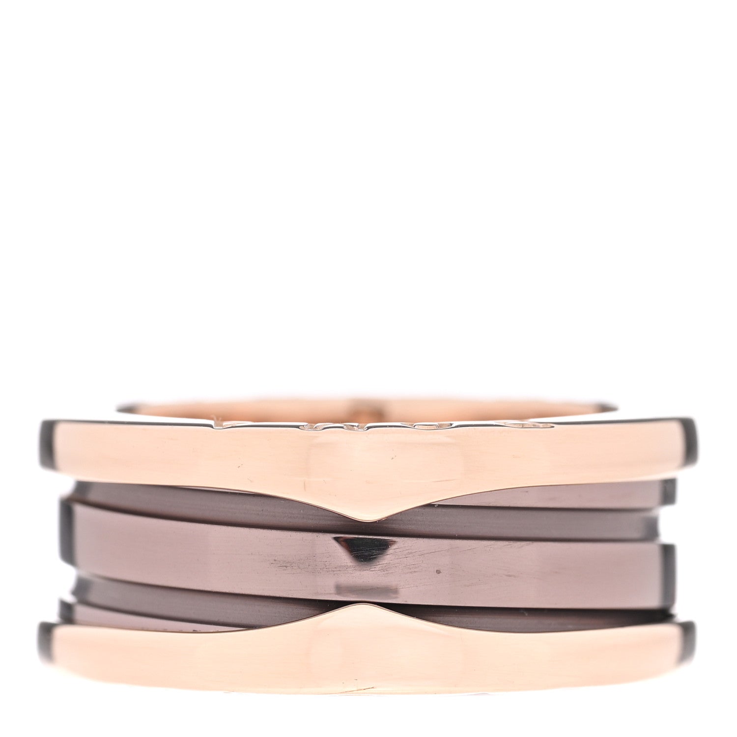Bulgari 18K Rose Gold Bronze Cermet Roma B.Zero1 Two-Band Ring 50 5.25 1 of 8