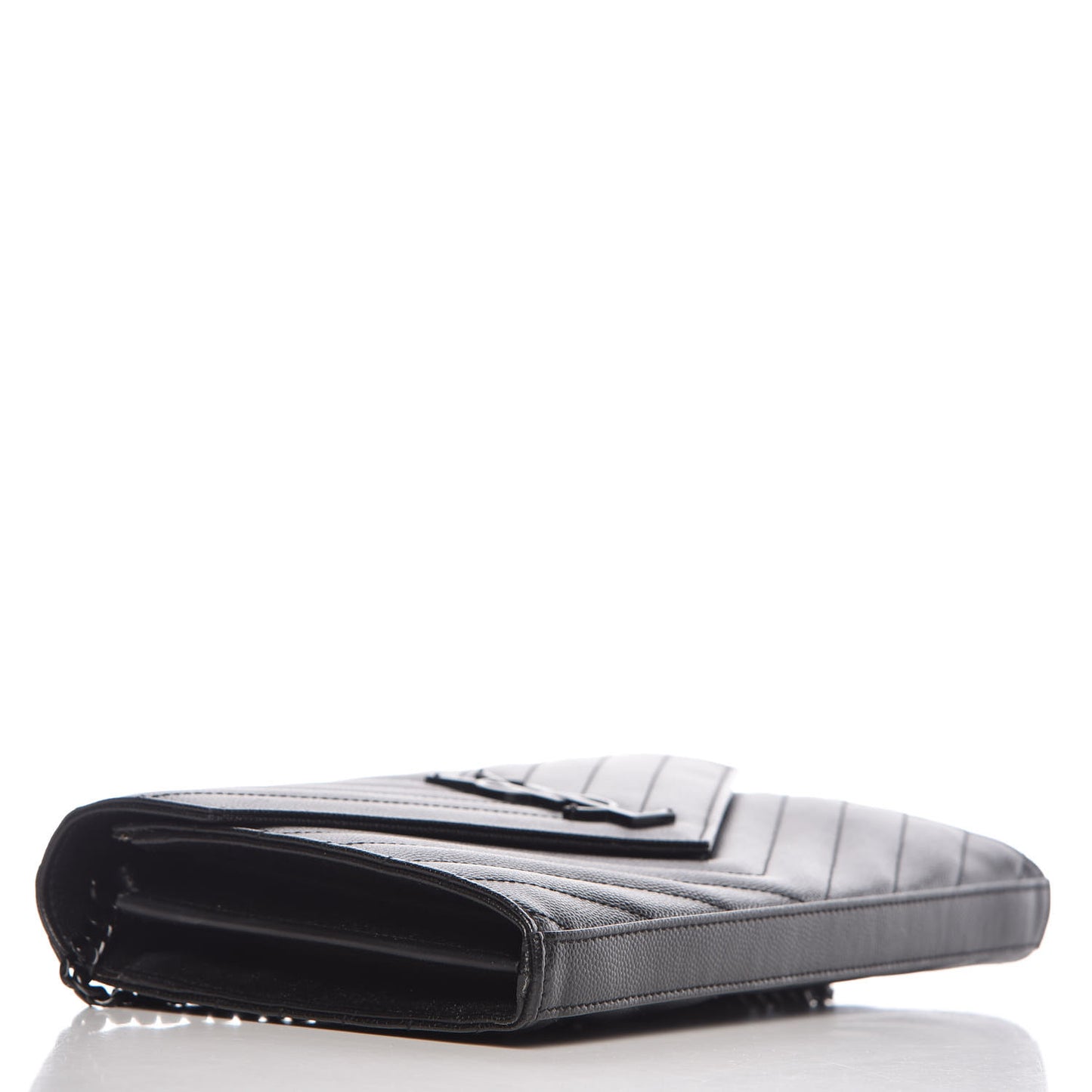 Grain De Poudre Matelasse Chevron Monogram Chain Wallet Black