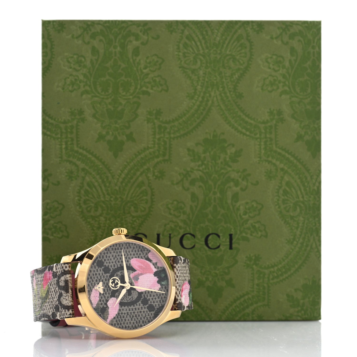 Gucci Stainless Steel Canvas 38mm G-Timeless Supreme GG Blooms Quartz Watch Brown 5 of 5
