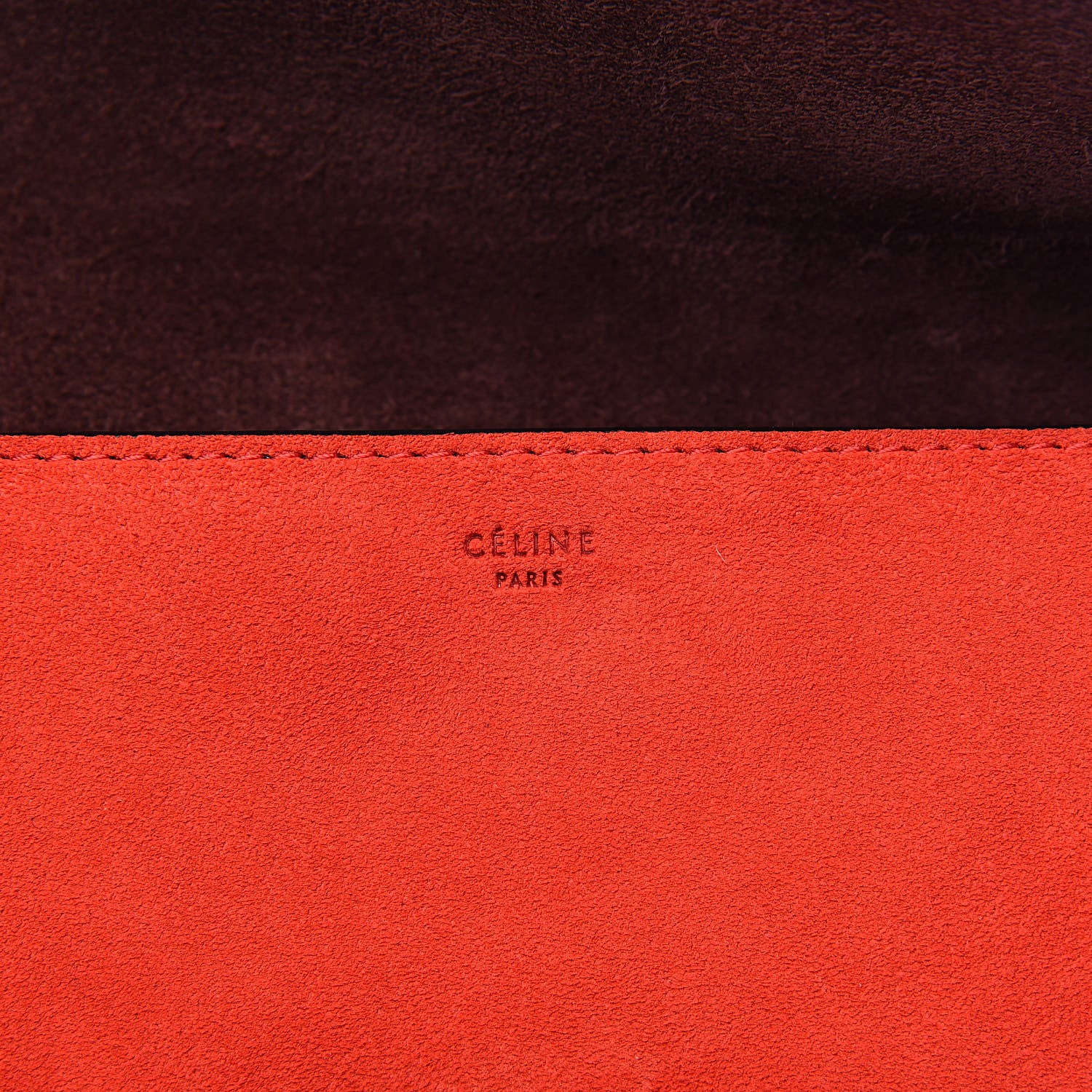 Celine Box Calfskin Suede Diamond Clutch Red 7 of 7