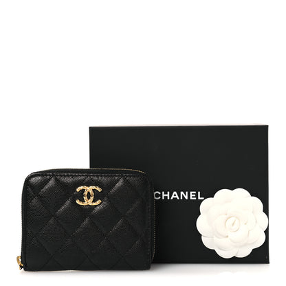 Chanel Caviar Quilted Zip Around Coin Purse Black 9 of 9