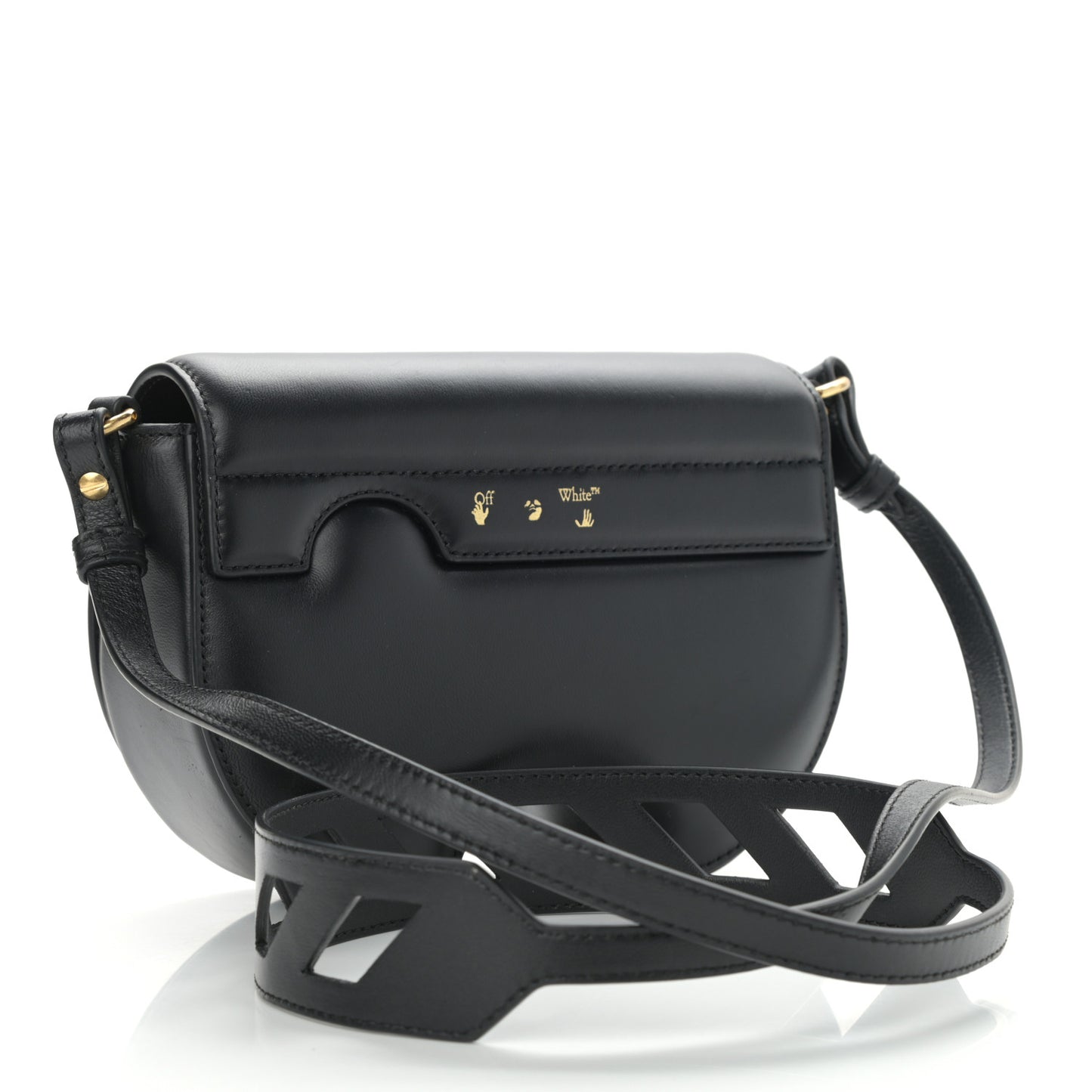 OFF WHITE Calfskin Burrow Saddle Bag Black