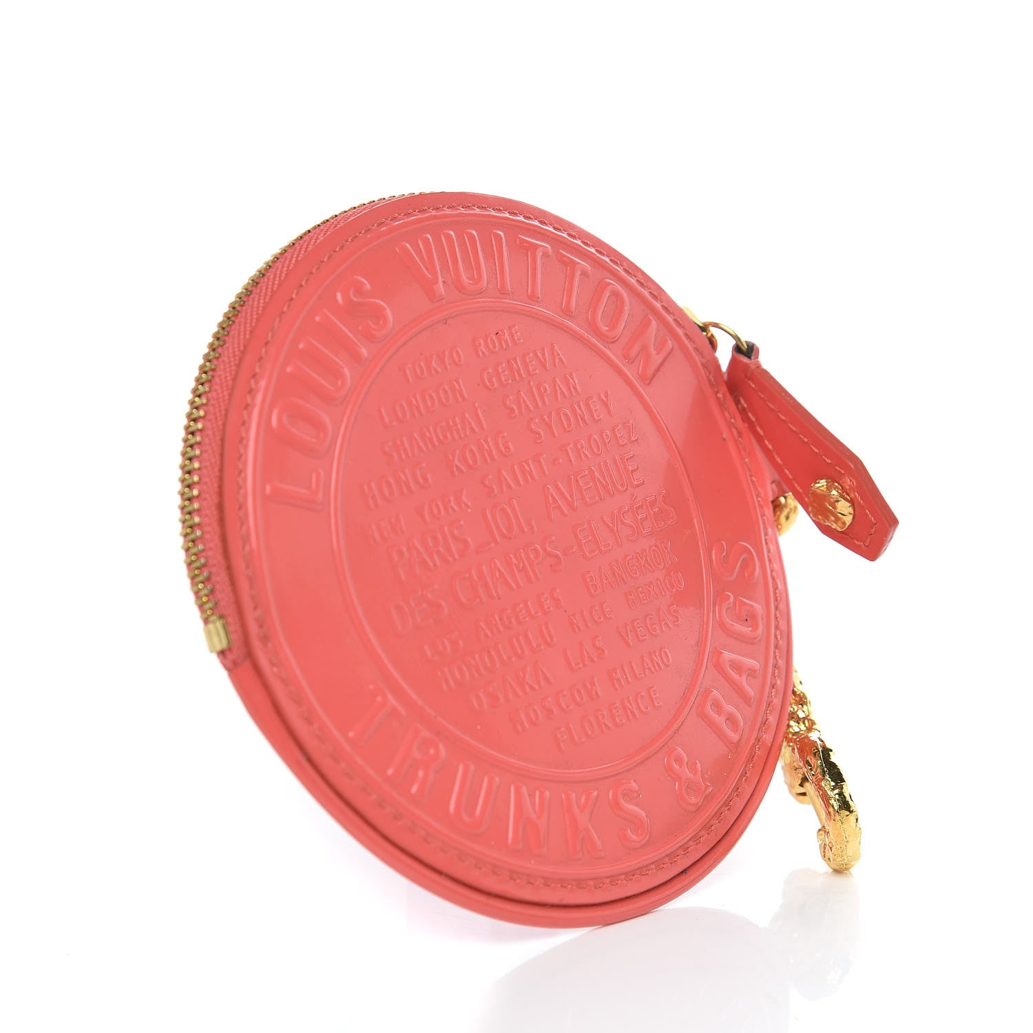 Louis Vuitton Vernis Trunks and Bags Porte-Monnaie Round Coin Purse Coral 3 of 7
