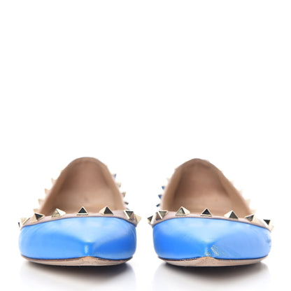 Valentino Garavani Calfskin Nappa Rockstud Ballerina Flats 36.5 Blue Fluo Poudre 2 of 13