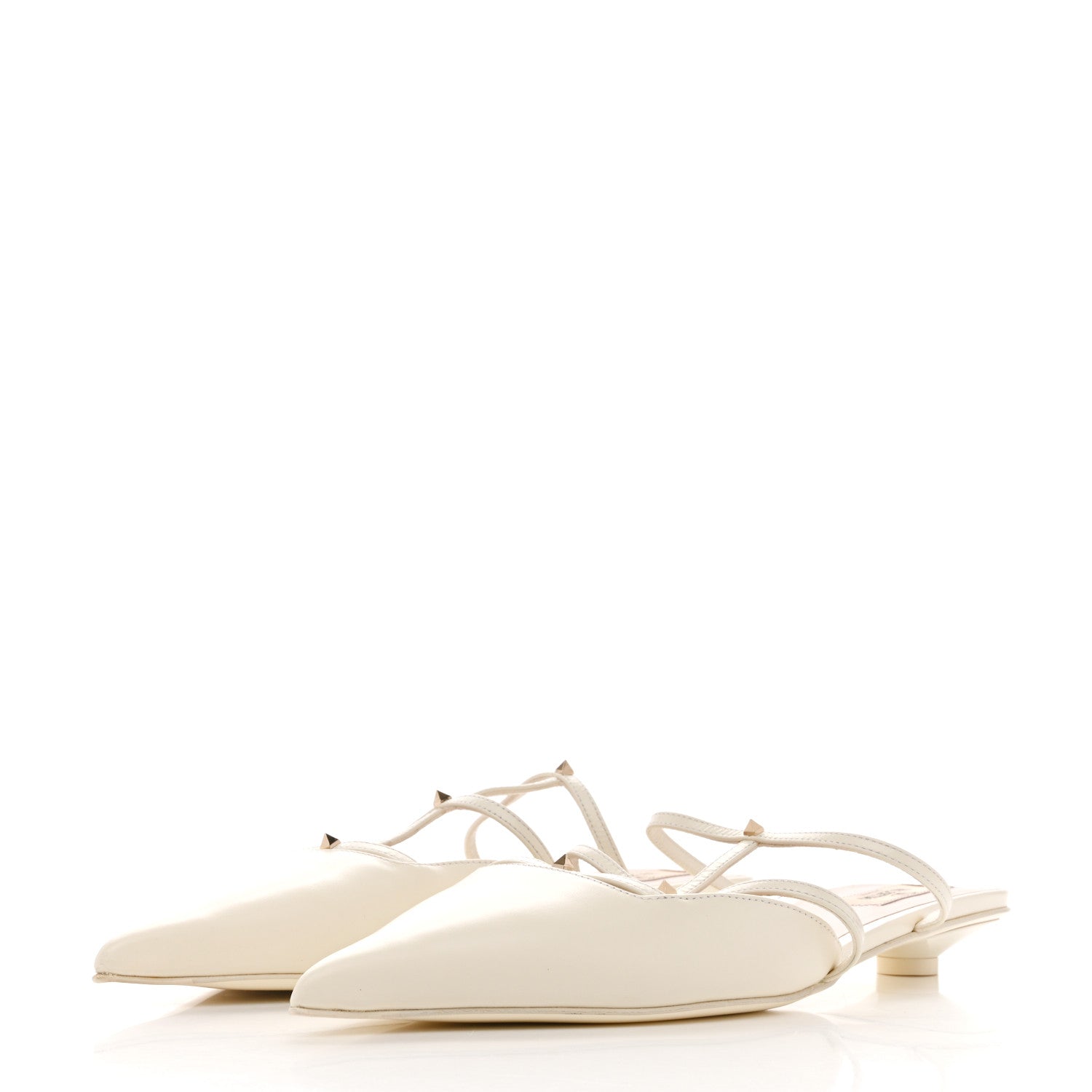 Valentino Garavani Calfskin Rockstud Wispy Mules 37.5 Ivory 4 of 10