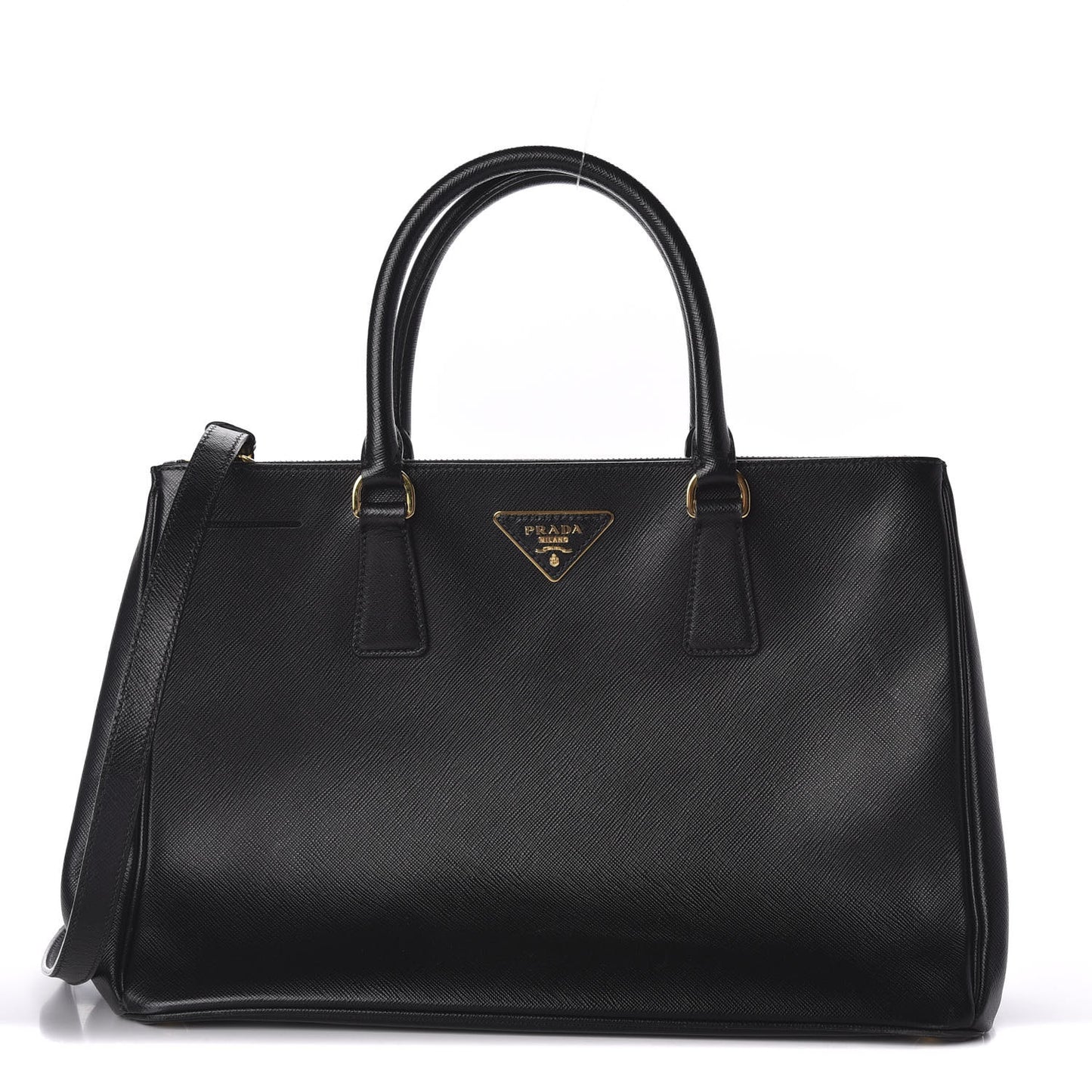 Saffiano Medium Galleria Double Zip Tote Black