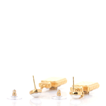 Chanel Crystal Pearl CC Perfume Bottle Chain Drop Earrings Gold 3 of 5