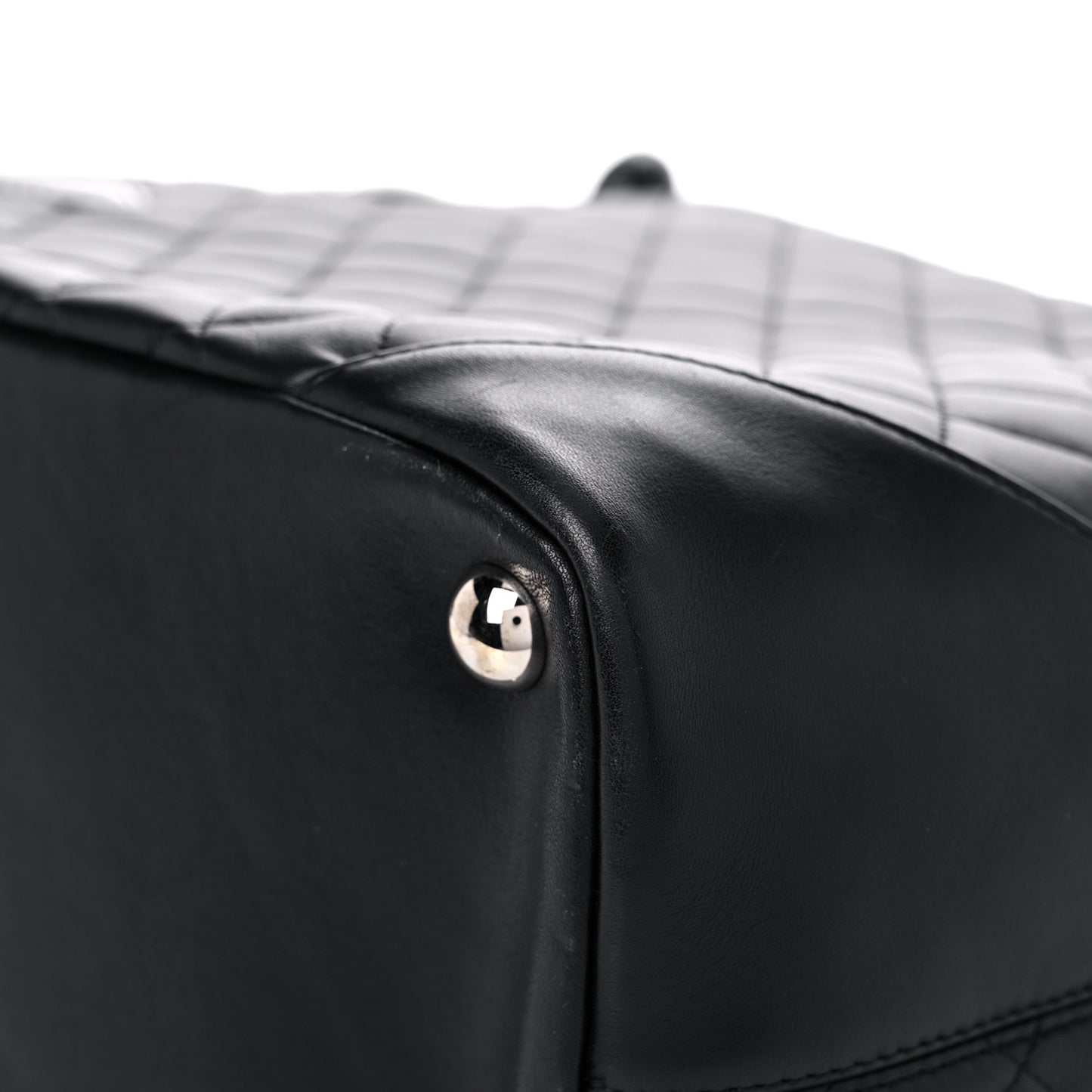 Calfskin Quilted Large Cambon Tote Black