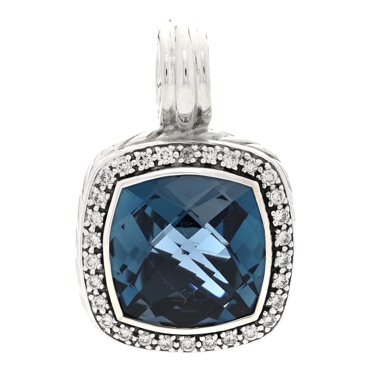 Sterling Silver Hampton Blue Topaz Diamond 14mm Albion Pendant