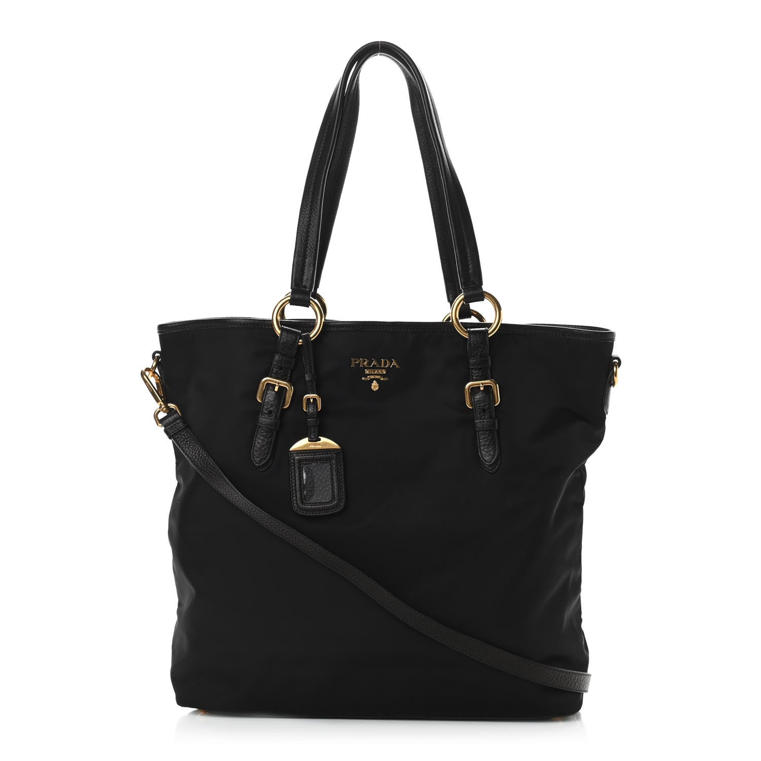 Prada Tessuto Nylon Vitello Daino Tote Black 1 of 11