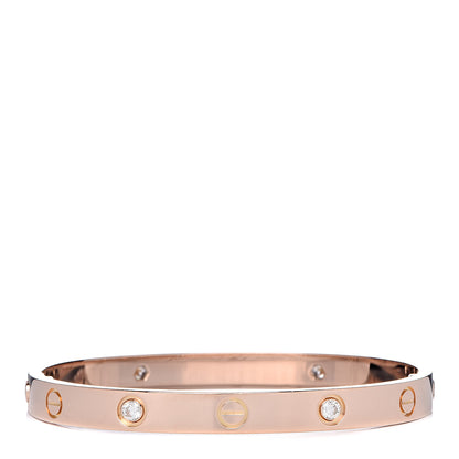Cartier 18K Pink Gold 4 Diamond LOVE Bracelet 17 3 of 6