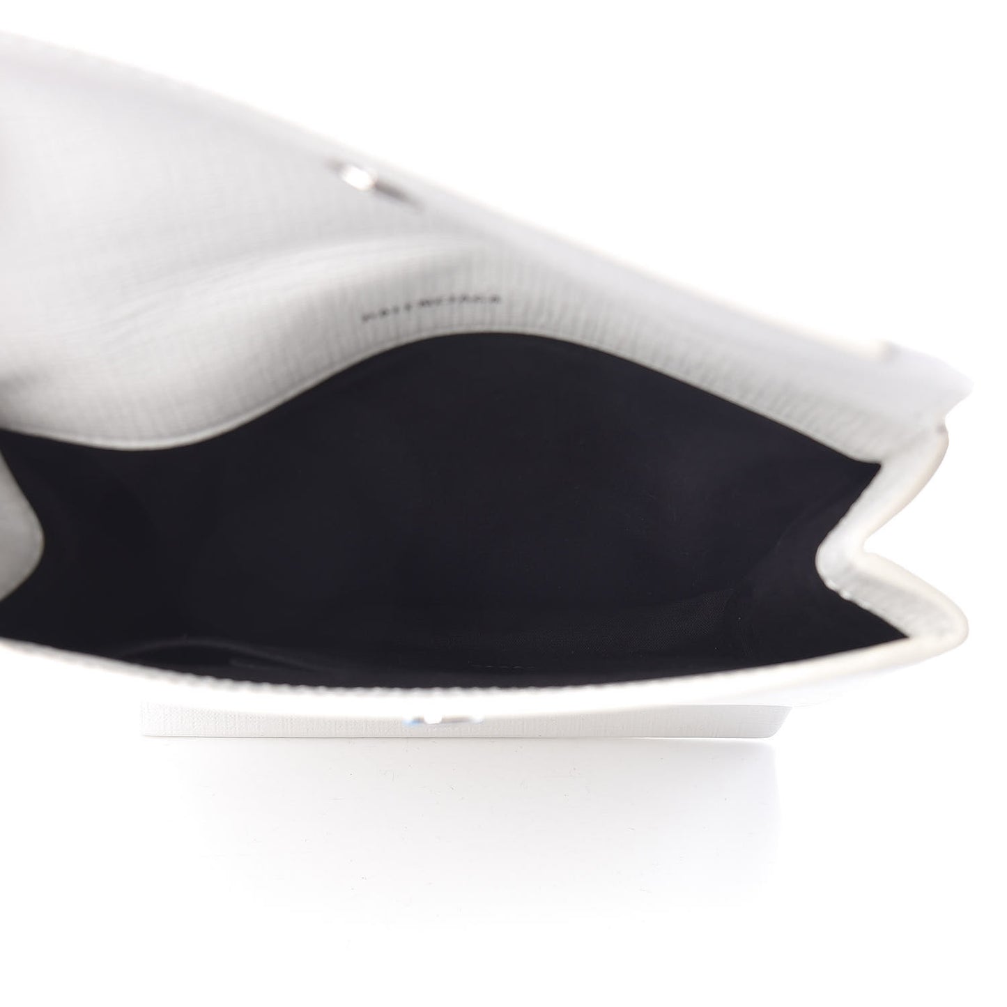 Squared Calfskin Logo Shopping Envelope Clutch White