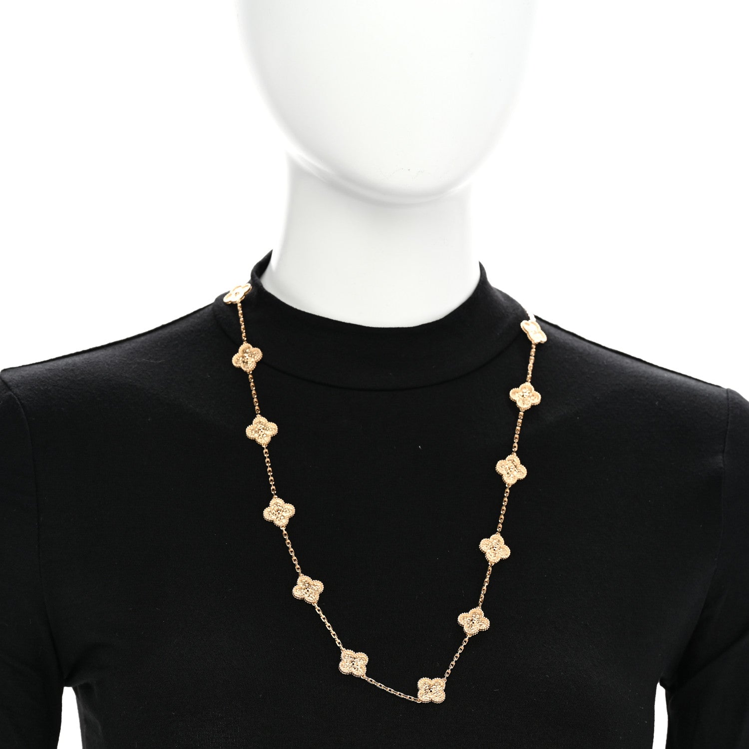 Van Cleef & Arpels 18K Yellow Gold 20 Motifs Vintage Alhambra Necklace 2 of 5