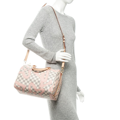Louis Vuitton Damier Azur Tahitienne Speedy Bandouliere 30 Rose Ballerine 2 of 7