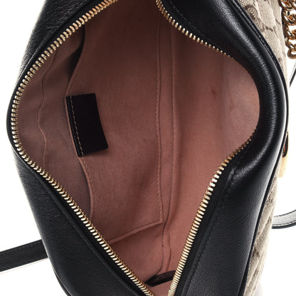 Gucci Monogram Matelasse Diagonal Small GG Marmont Chain Shoulder Bag Beige Black 4 of 4