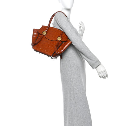 Proenza Schouler Calfskin Crocodile Embossed Small Pipe Bag Chestnut 2 of 13