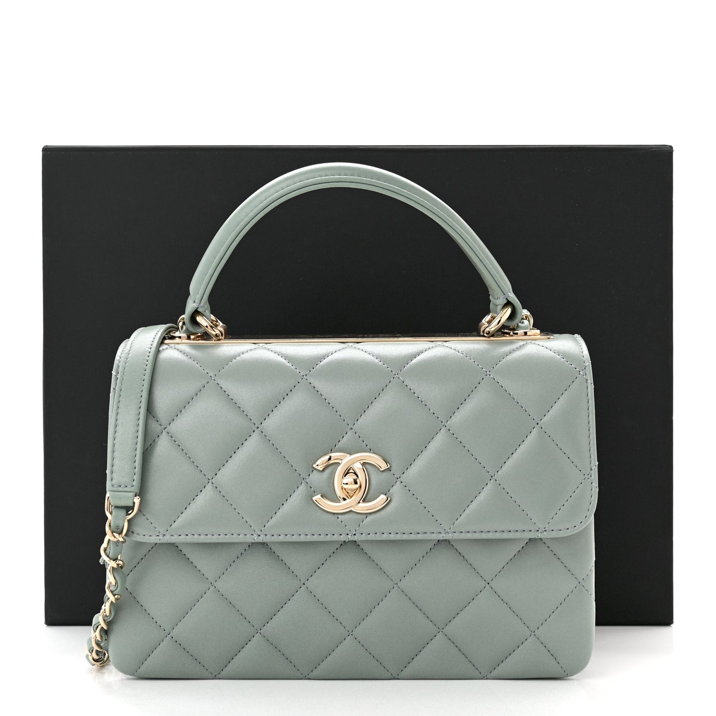 Lambskin Quilted Small Trendy CC Dual Handle Flap Bag Grey