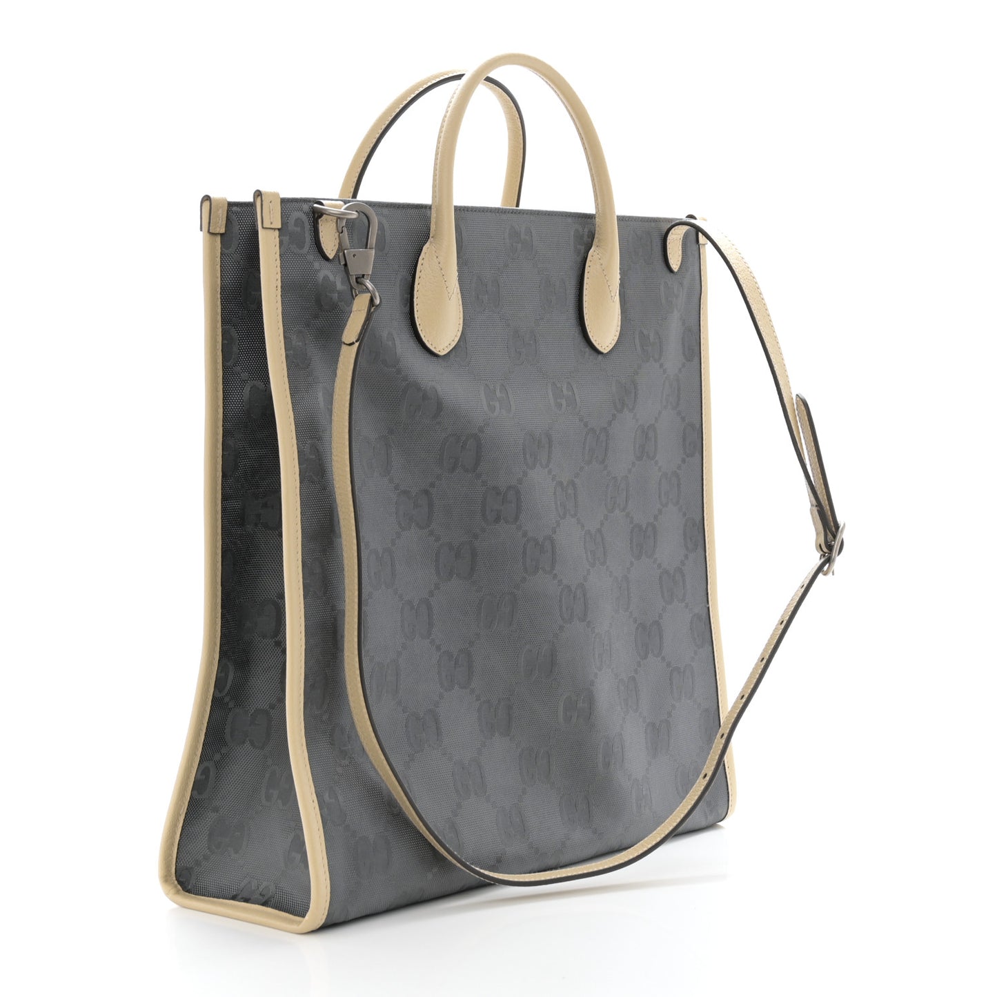 Econyl Nylon Monogram Off The Grid Long Tote Bag Graphite Grey New Plaster