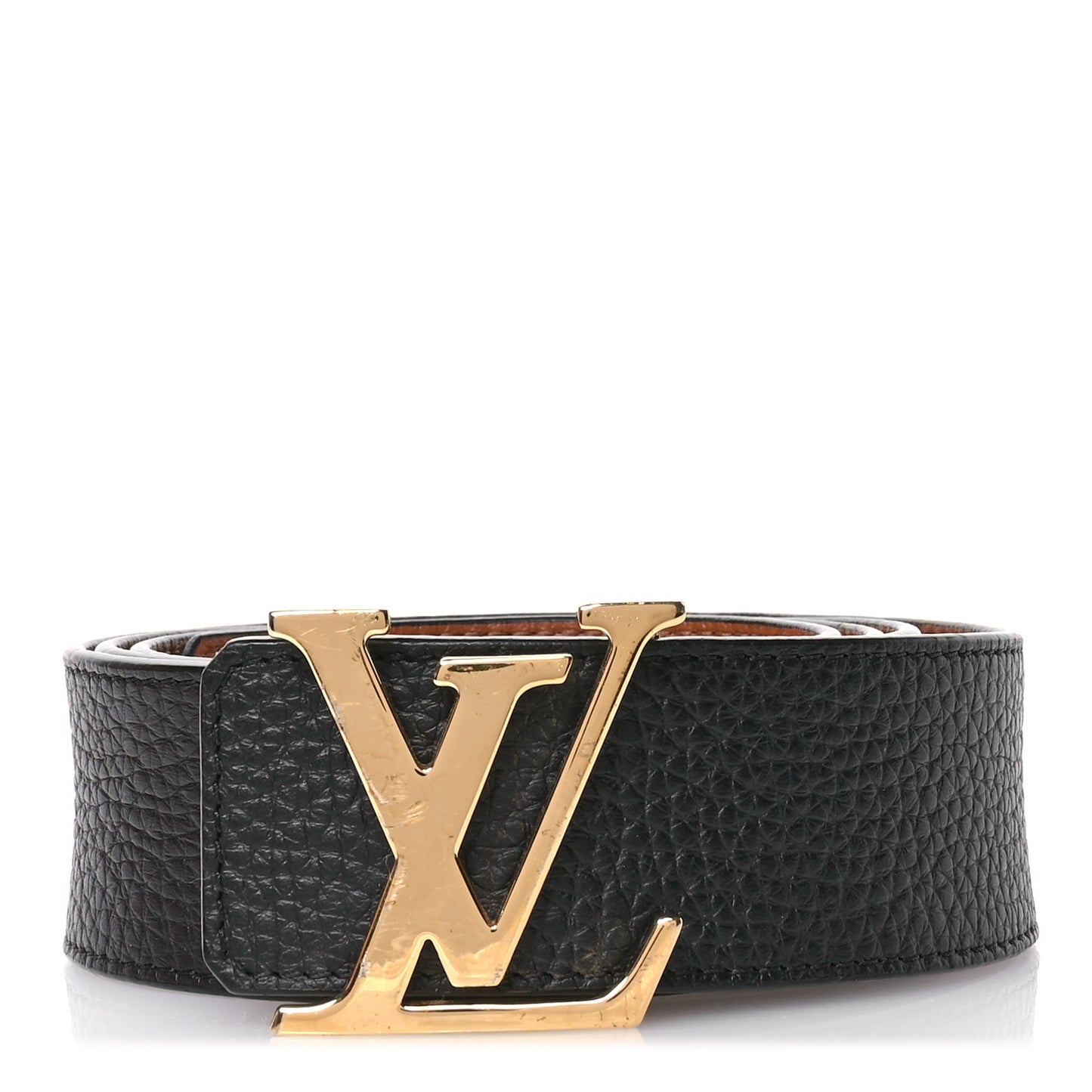 Taurillon Calfskin 30mm LV Initiales Reversible Belt 100 40 Black
