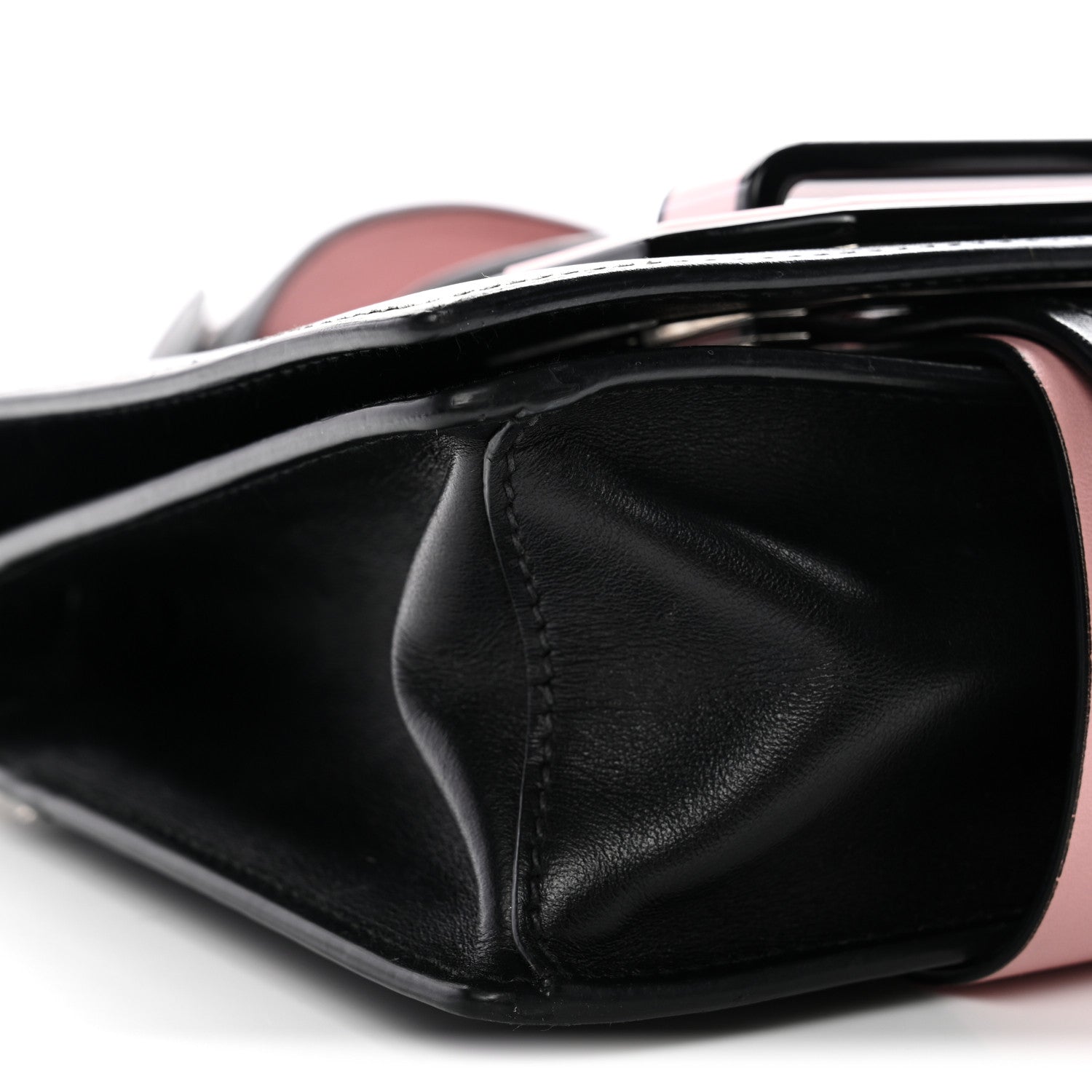 Prada City Calf Plex Ribbon Bag Black Rosa 8 of 9