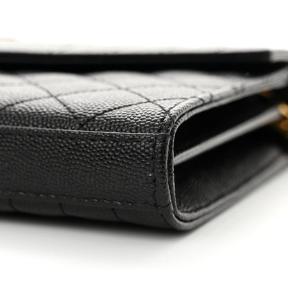 Saint Laurent Grain De Poudre Mixed Matelasse Triquilt Monogram Chain Wallet Black 9 of 12