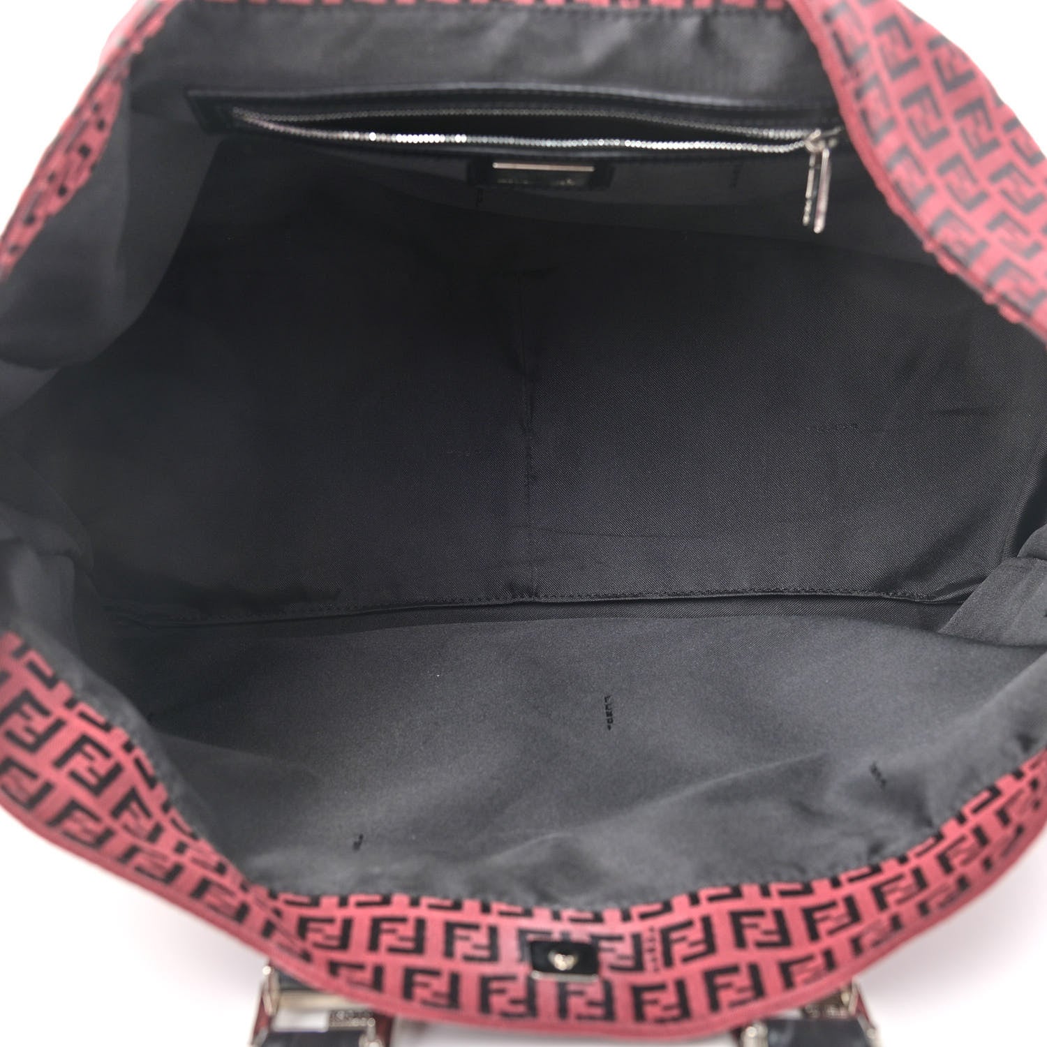Fendi Zucchino Holdall Tote Red Black 6 of 8