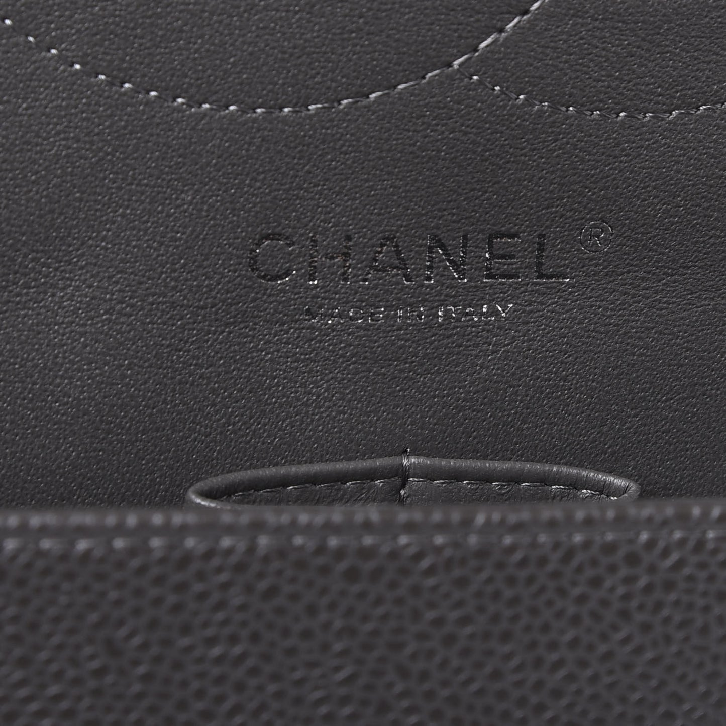 Caviar Quilted Jumbo Double Flap Dark Grey