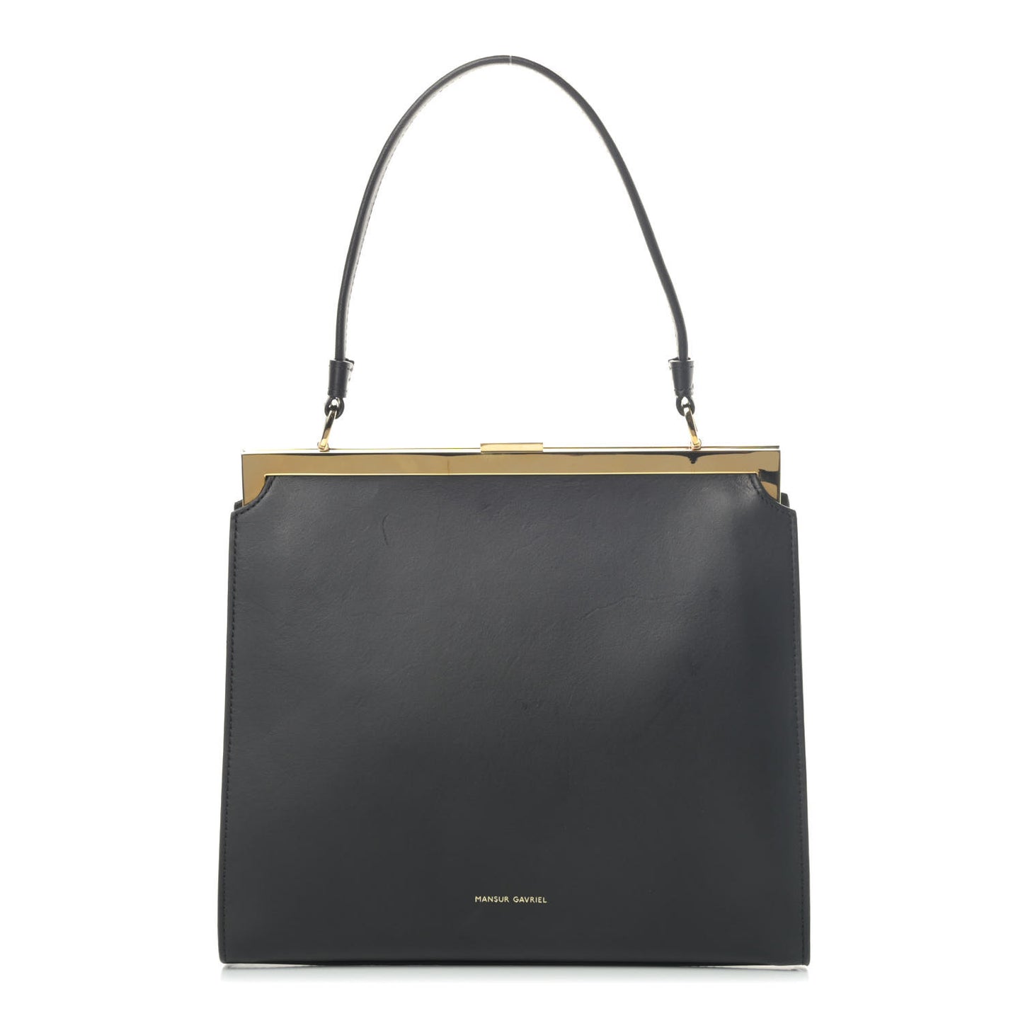 Vegetable Tanned Calfskin Elegant Top Handle Bag Black