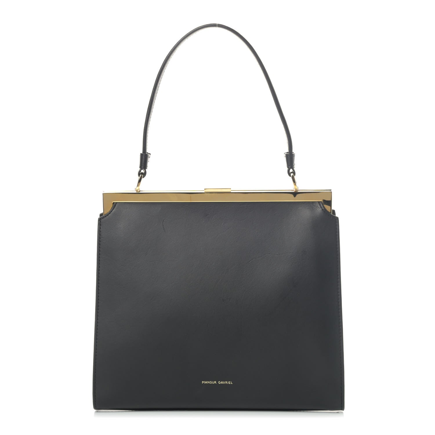 Mansur Gavriel Vegetable Tanned Calfskin Elegant Top Handle Bag Black 1 of 5