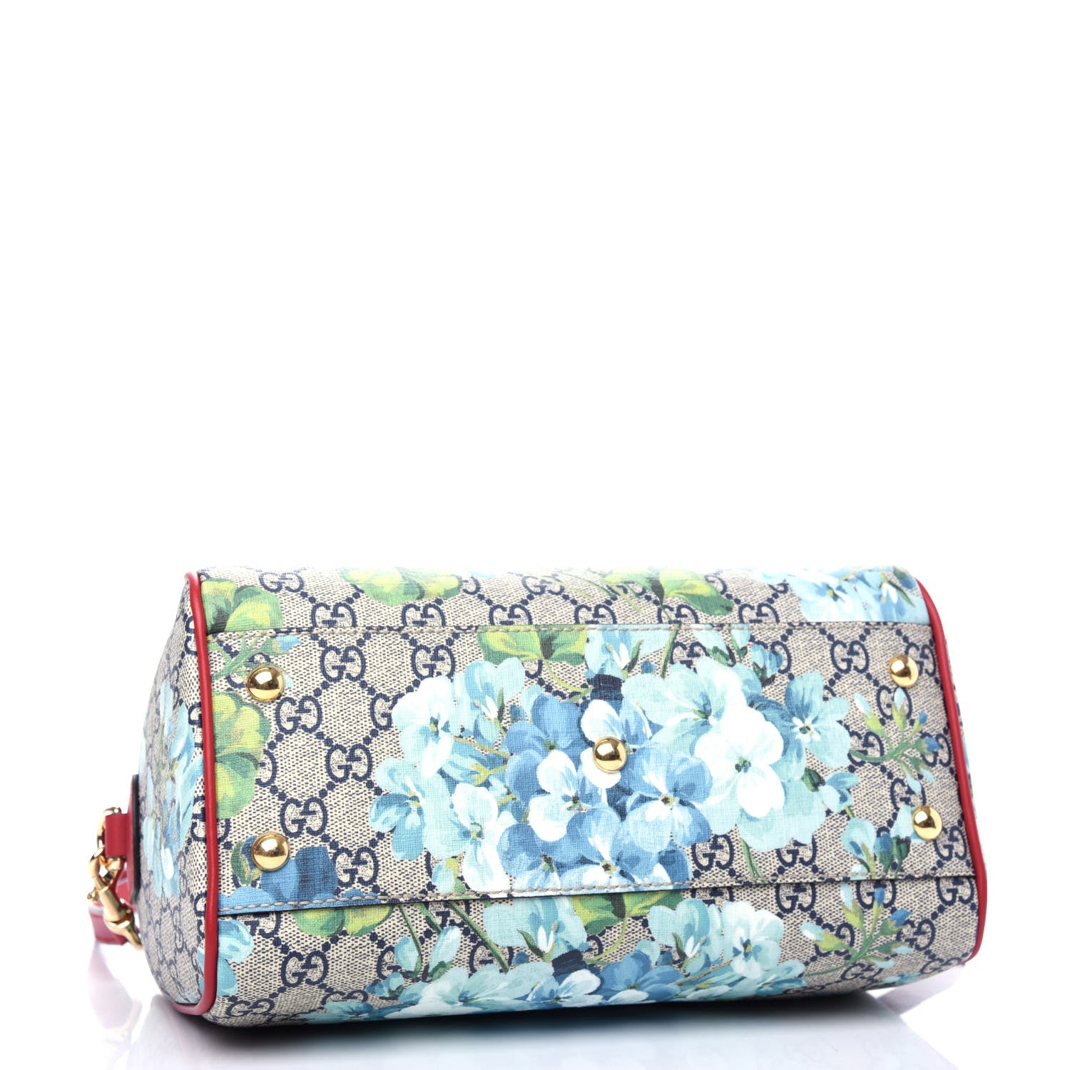Gucci GG Supreme Monogram Blooms Small Boston Beige Blue Navy Hibiscus Red 4 of 10