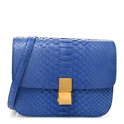 Celine Snakeskin Medium Classic Box Flap Blue 1 of 13