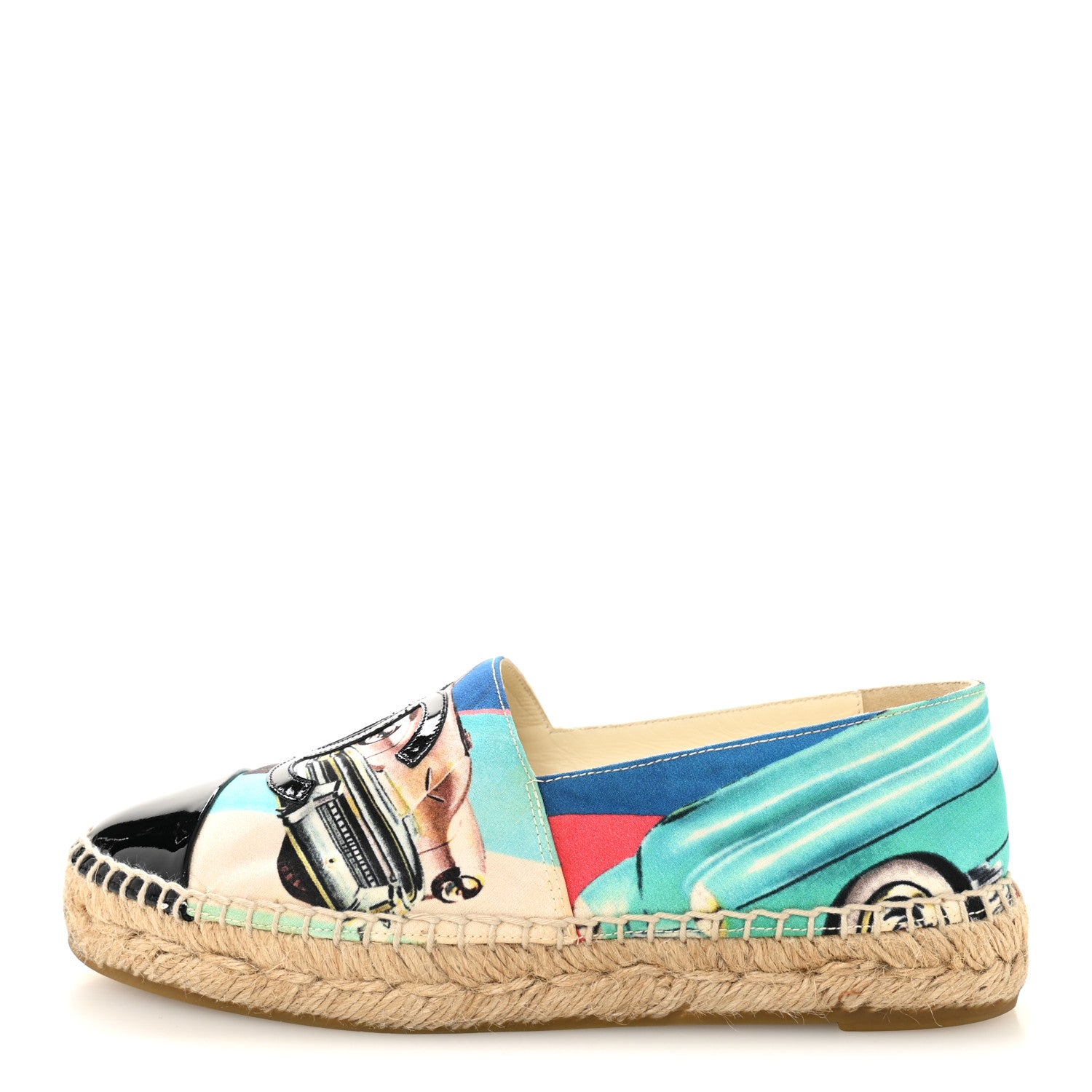Chanel Fabric Patent CC Espadrilles 35 Multicolor Black 1 of 10