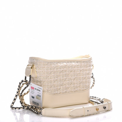 Chanel Tweed Calfskin Quilted Small Gabrielle Hobo Ivory 3 of 9