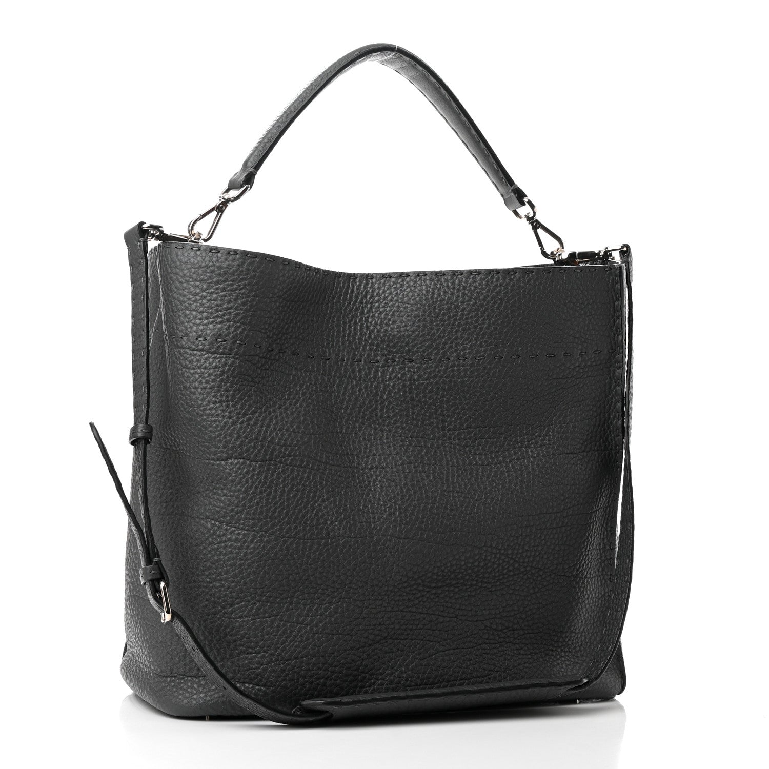 Fendi Cuoio Romano Selleria Large Anna Bucket Bag Asfalto 3 of 11
