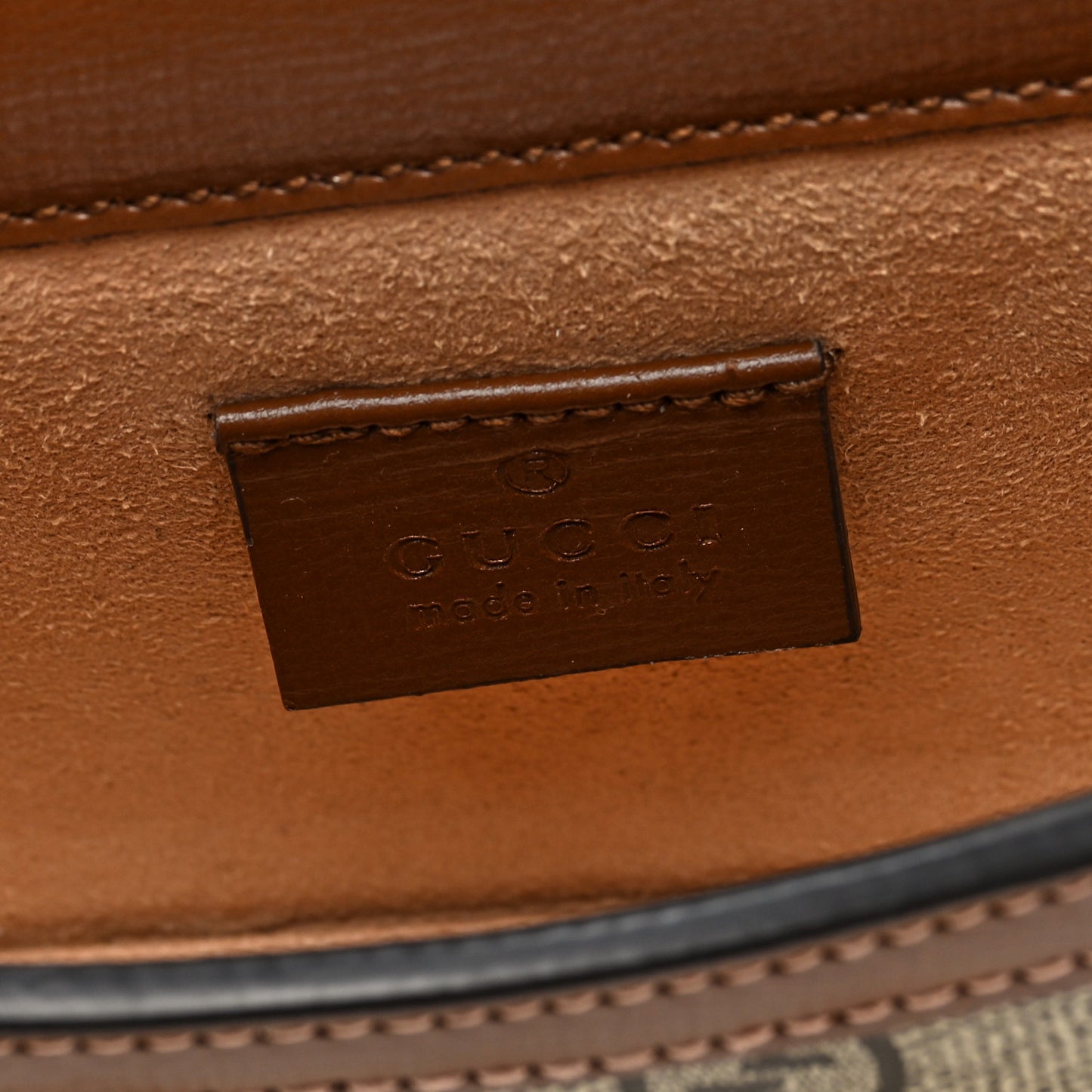 GG Supreme Monogram Mini Horsebit 1955 Shoulder Bag Beige Brown Sugar