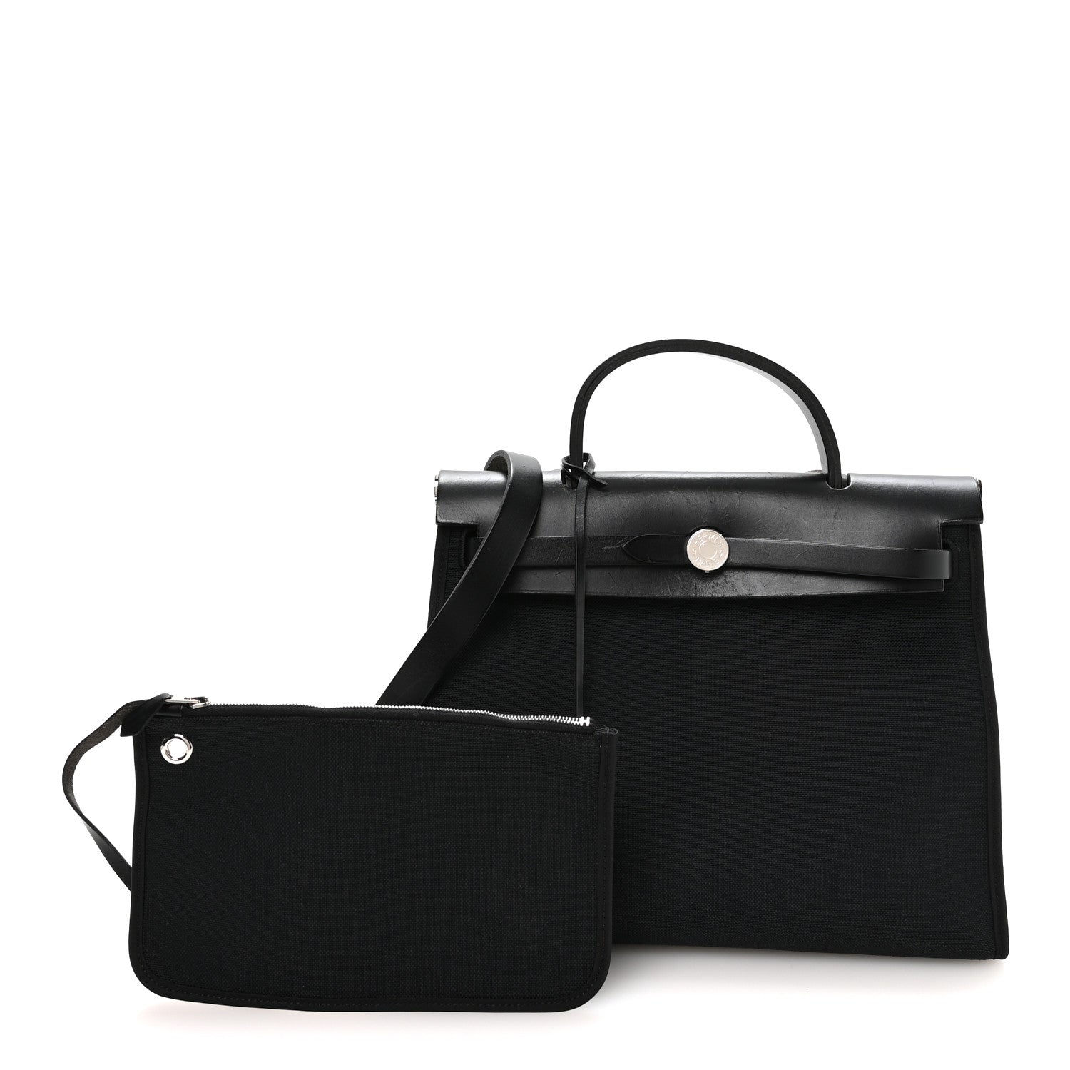 Hermes Military Toile Vache Hunter Herbag Zip PM 31 Black 3 of 11