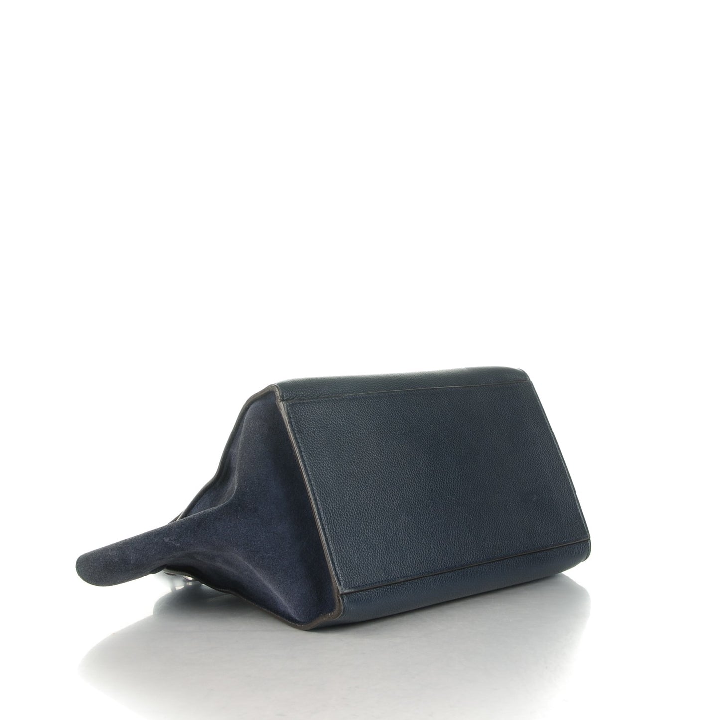 Drummed Calfskin Suede Medium Trapeze Navy