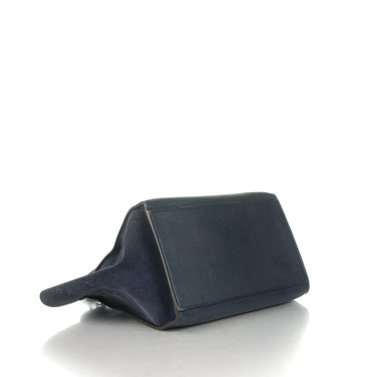 Celine Drummed Calfskin Suede Medium Trapeze Navy 4 of 7
