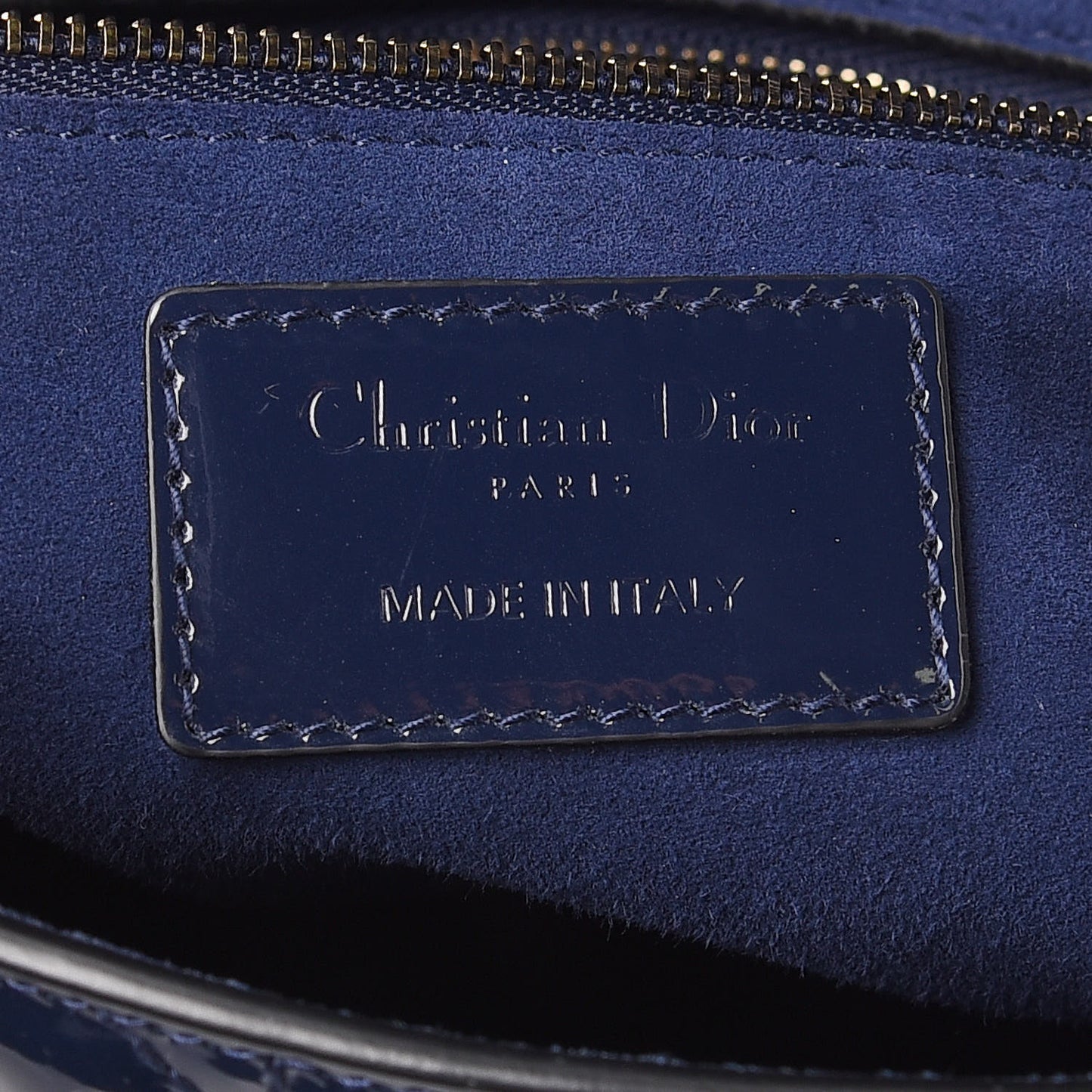 Patent Cannage Medium Lady Dior Navy Blue