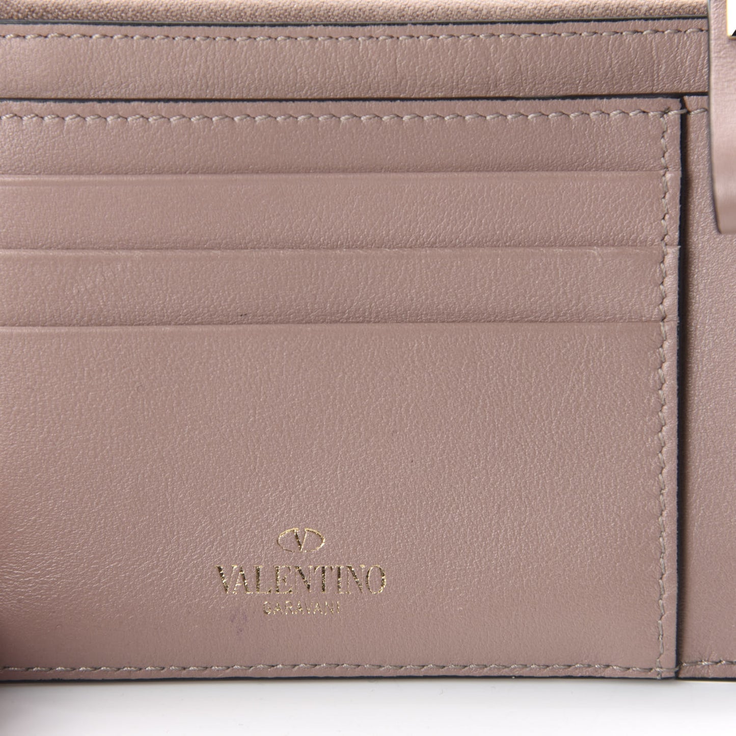 Calfskin Rockstud Coin Case Card Holder Poudre