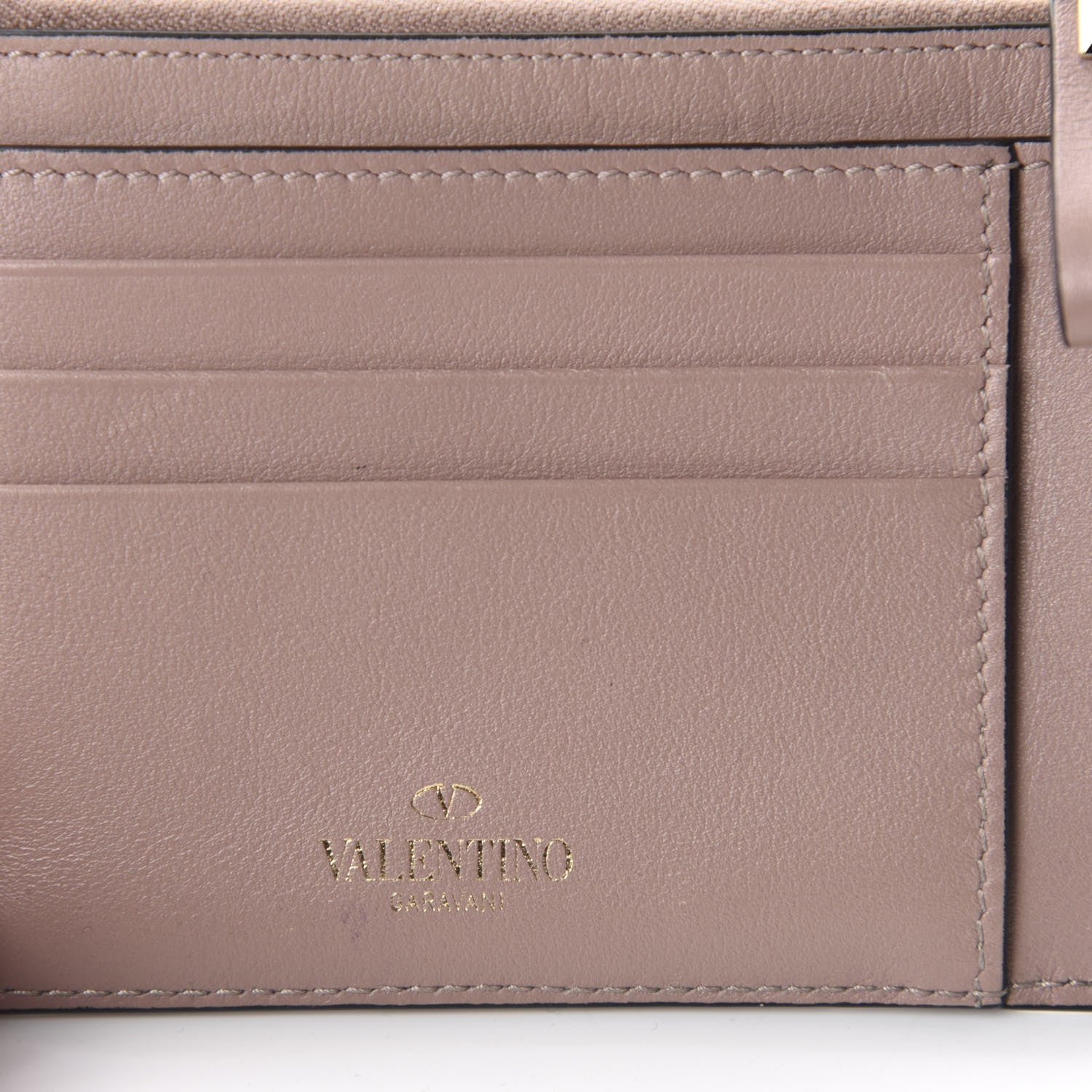 Valentino Garavani Calfskin Rockstud Coin Case Card Holder Poudre 6 of 7