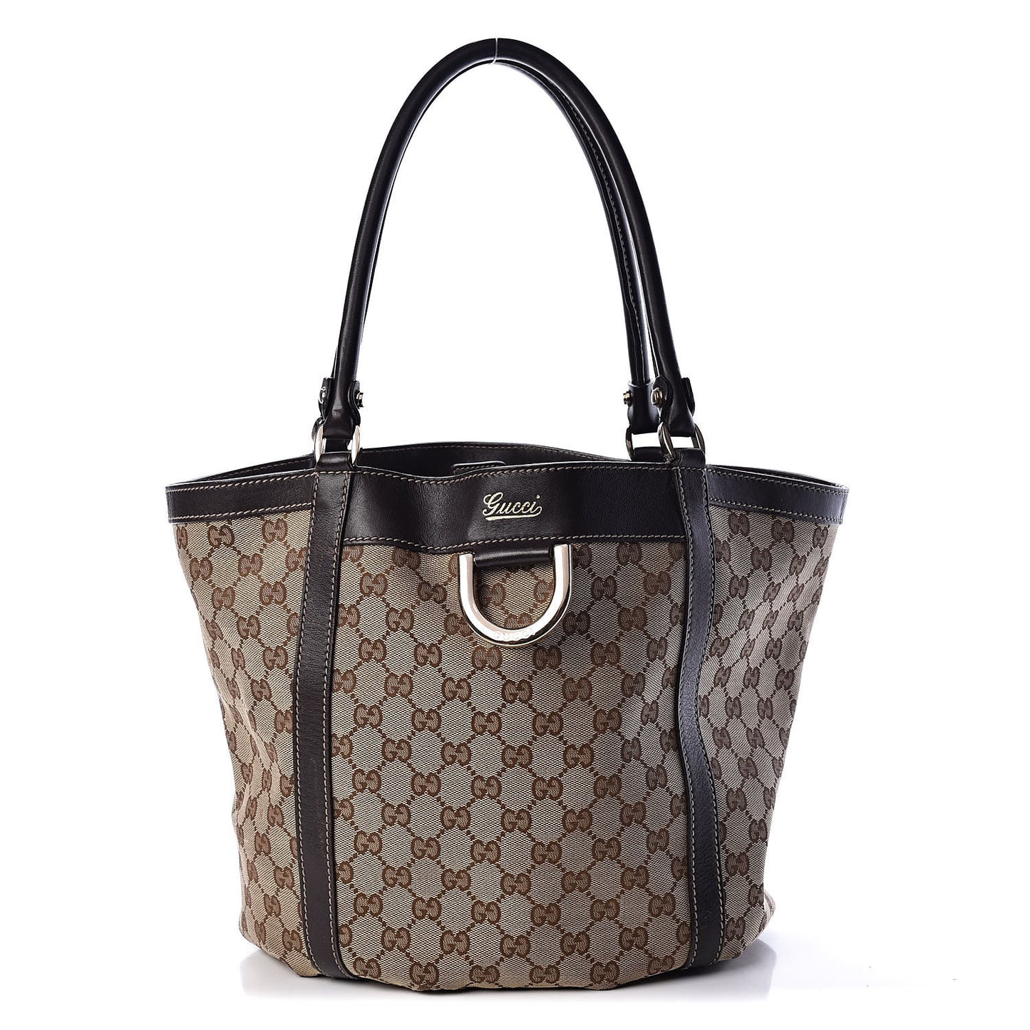Monogram Medium D Gold Tote Bag Brown